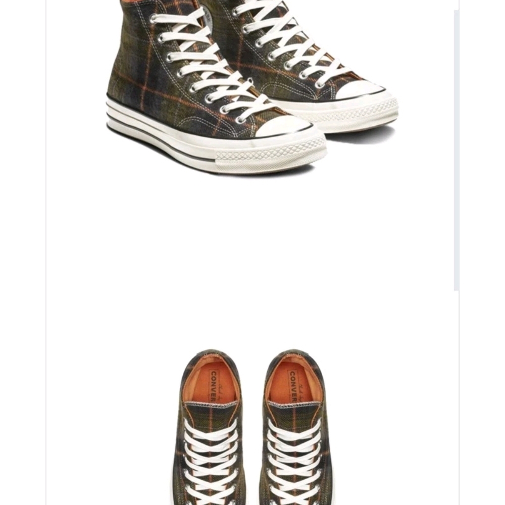 Converse High-Top Sneakers - Black, Brown, Green,and White Plaid